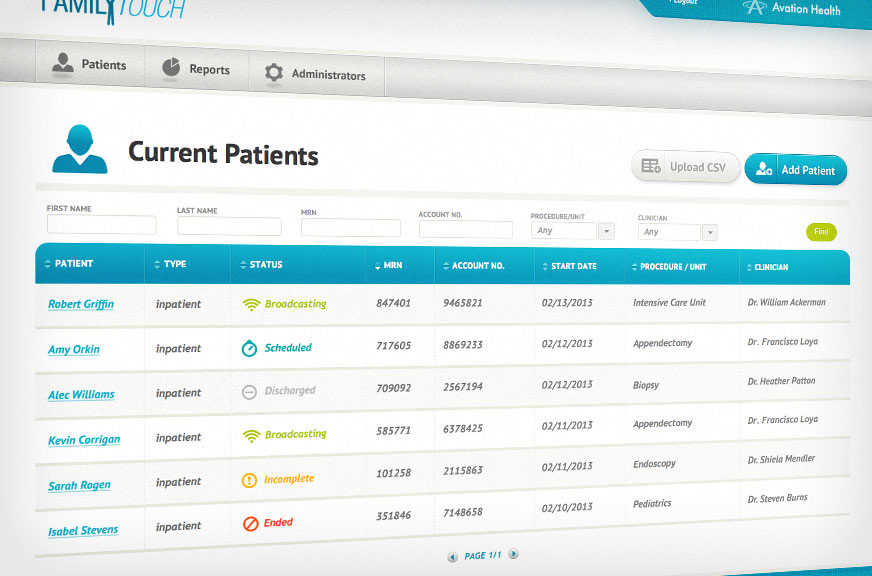 Medical Application User Interface