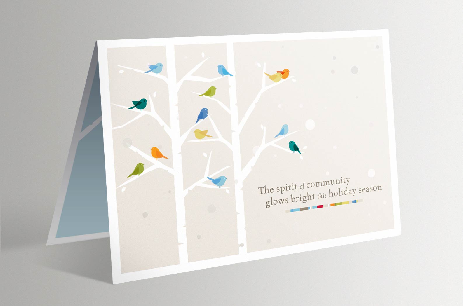 Cornell Law School Birds Holiday Card with Clear Holographic Foil Snowflakes