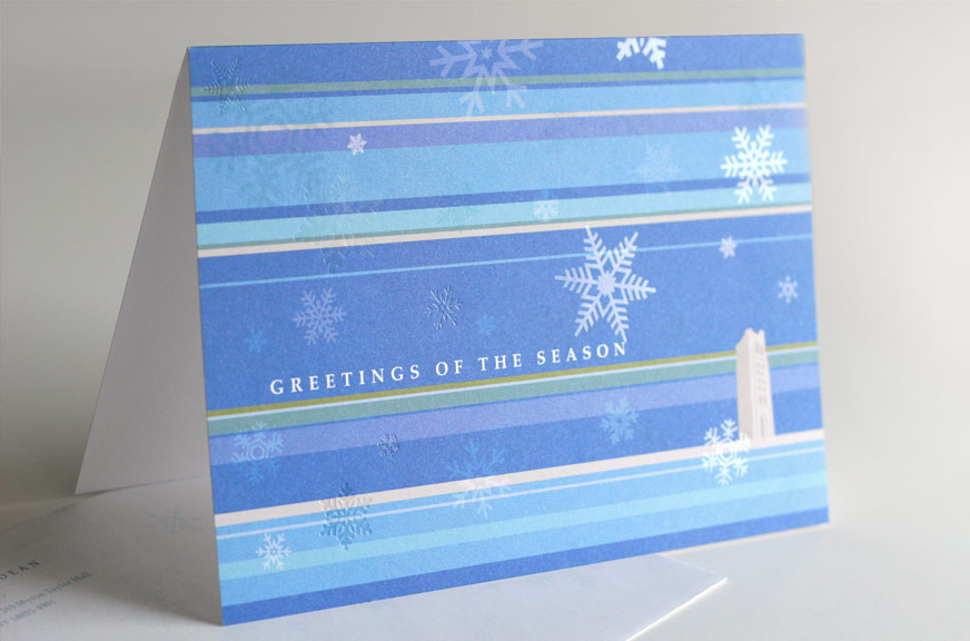 Cornell Law School Holiday Card with Clear Foil Snowflakes