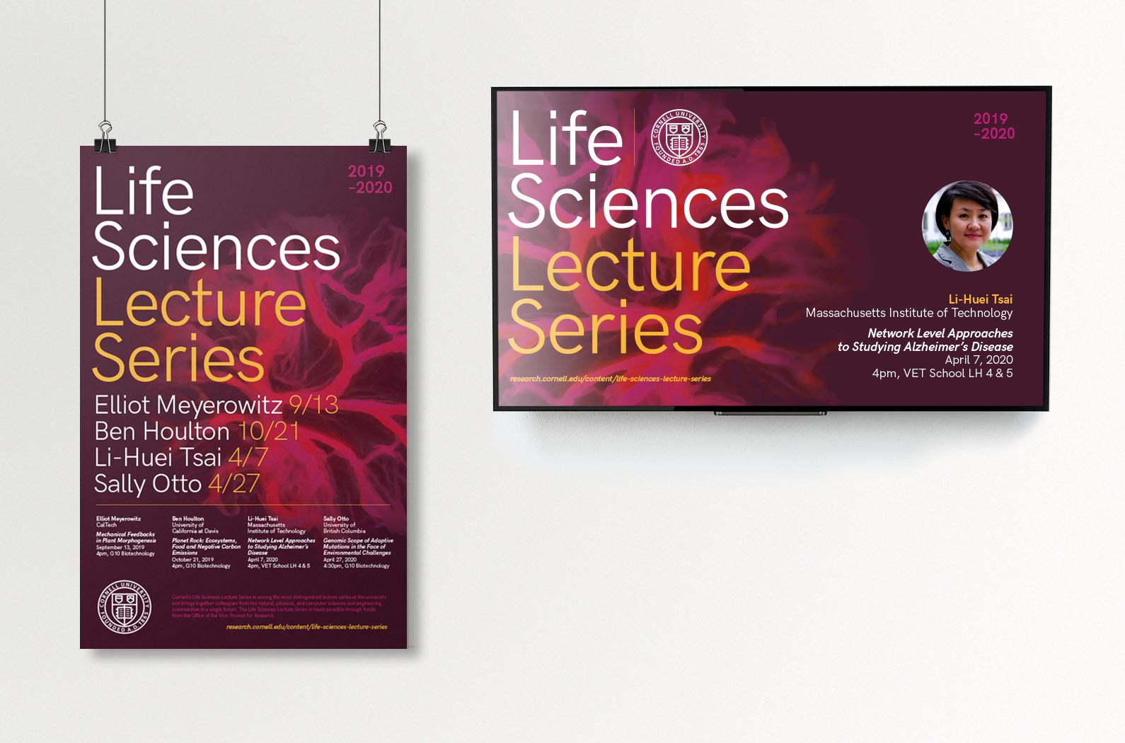 Cornell Life Sciences Lecture Series Poster and Digital Display