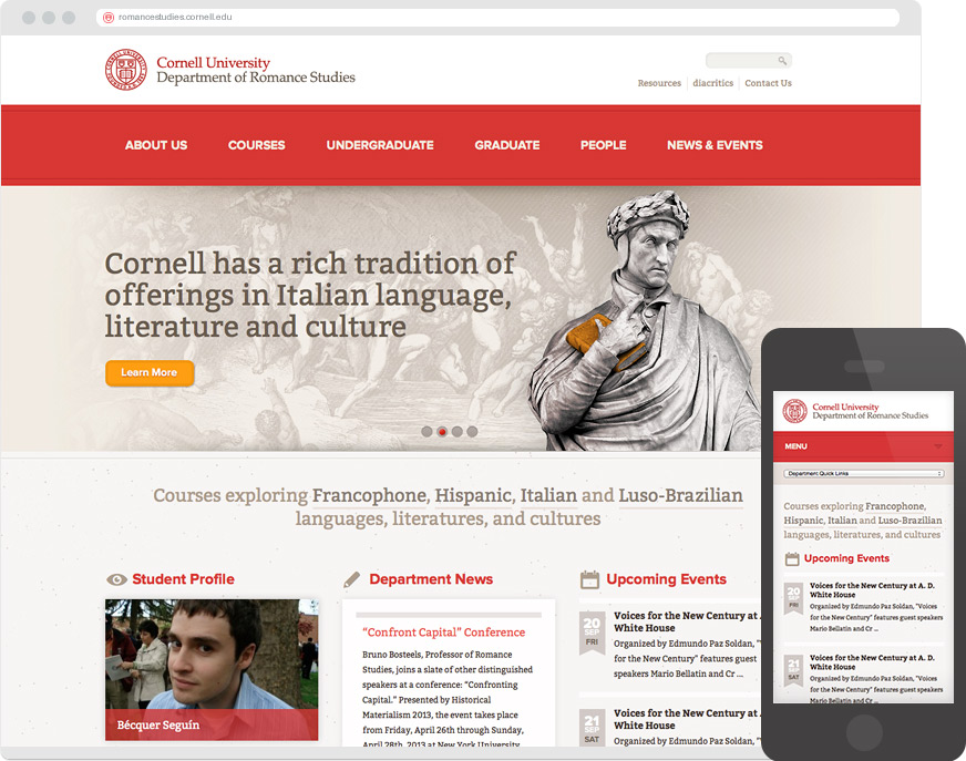 Department of Romance Studies at Cornell University Responsive Website